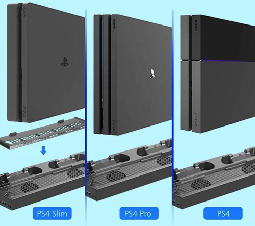 Podstawka chłodząca do PS4 / Slim / Pro | Stacja dokująca z HUB 3 USB | HB-P06-3in1-B