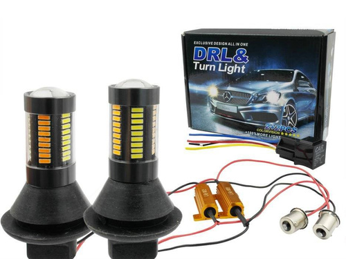 DRL 2w1 z kierunkowskazem |  Żarówki 66 SMD 4014 | Światła LED do jazdy dziennej | AUTOMAT