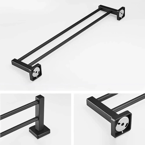 Wieszak na ręczniki | Uchwyt ścienny do łazienki | Drążek łazienkowy | MJR-60CM-2-BLACK