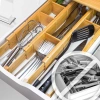 Organizer meblowy do szuflady | Regulowane przegródki meblowe | Bambusowy separator z 9 przekładkami | KBT-W566