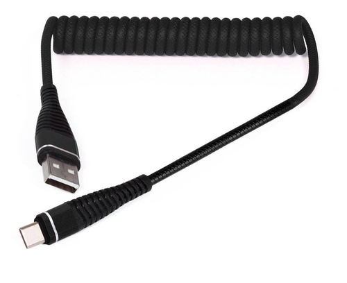 Type-C 1M | Spiralny kabel USB do ładowania telefonu | Quick Charge 3.0 2.4A | AM32