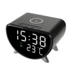 Inteligentny budzik LED z ładowarką Qi 15W, termometrem i 3 alarmami  | Zegarek USB do sypialni  | SZ07-15W-BR