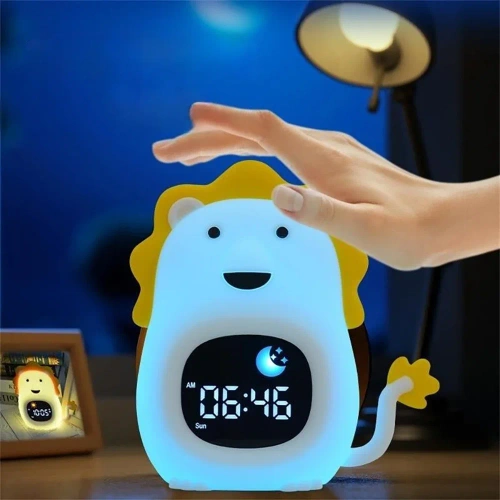Budzik dziecięcy LED z lampką nocną i białym szumem – kolorowe światło, alarm, symulacja wschodu słońca |  Lampka nocna z wbudowanym akumulatorem | JL-822
