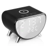 Inteligentny budzik LED z ładowarką Qi 15W, termometrem i 3 alarmami  | Zegarek USB do sypialni  | SZ07-15W-BR