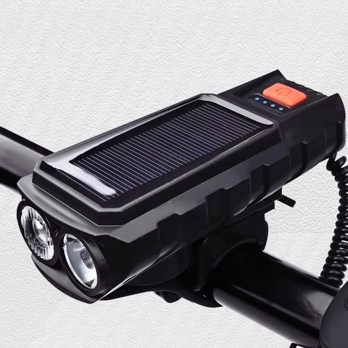 Solarna lampka rowerowa z klaksonem 130 dB | Oświetlenie LED 400 lm | Wodoodporna lampka rowerowa |  QX-LY-17-2 
