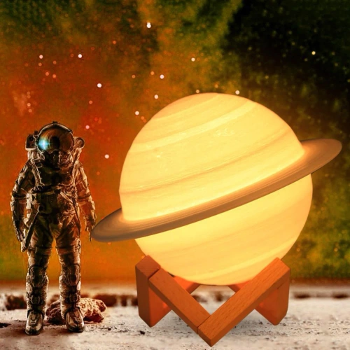 Lampka stołowa w kształcie Saturna | Lampka nocna z pilotem RGB | Lampka dziecięca zmieniająca kolor | XK-D13
