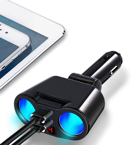 Rozdzielacz gniazda zapalniczki z 2 portami USB 3.1A | woltomierz | C10