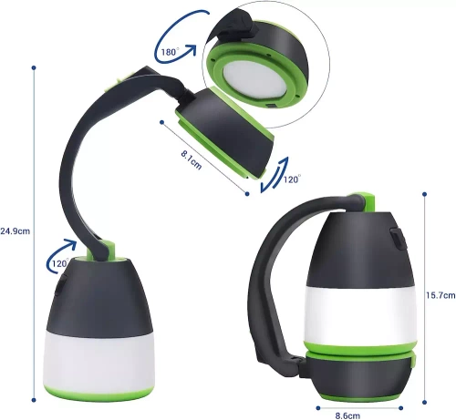 Wielofunkcyjna lampka kempingowa LED, latarka turystyczna z funkcją powierbanka | 3 tryby świecenia, 1500mAh | HWL-005