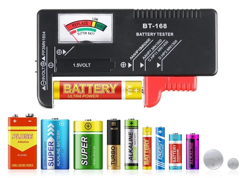 Tester baterii | Analogowy woltomierz | Uniwersalny tester baterii i akumulatorków | | BT-168-BLACK
