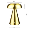 Lampa stołowa z wbudowanym akumulatorem | Lampa nocna z trzema barwami świecenia | Nastrojowa lampka do hotelu, restauracji | HJA24-GOLD