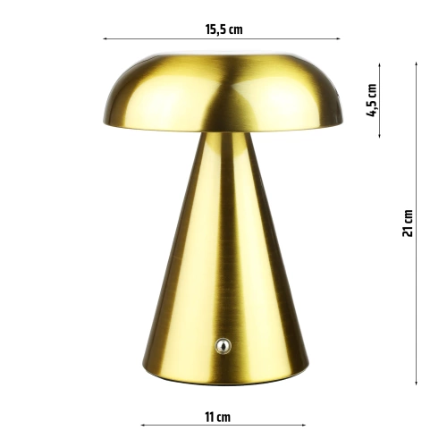 Lampa stołowa z wbudowanym akumulatorem | Lampa nocna z trzema barwami świecenia | Nastrojowa lampka do hotelu, restauracji | HJA24-GOLD