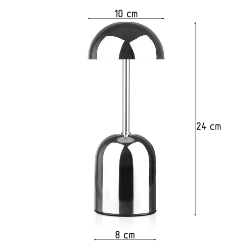 Bezprzewodowa lampka nocna GRZYBEK z wbudowanym akumulatorem 2000 mAh | Nowoczesna lampka stołowa z regulacją mocy oraz barwy świecenia | YG-D019-Silver