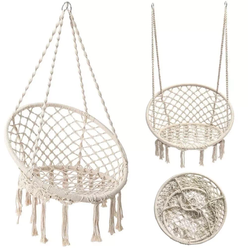 Fotel wiszący, krzesło brazylijskie, kosz, huśtawka, hamak | do 120 kg | DY-A003-BLUE
