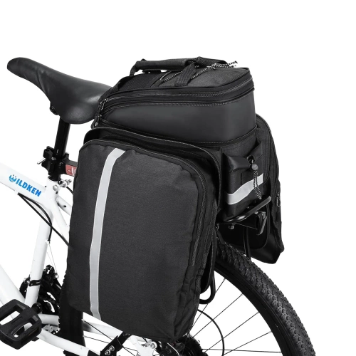 Wodoodporna sakwa rowerowa na bagażnik 27L |  Torba rowerowa z pokrowcem przeciwdeszczowym  i odblaskami | Wytrzymała torba rowerowa 3w1 | ZTB-670