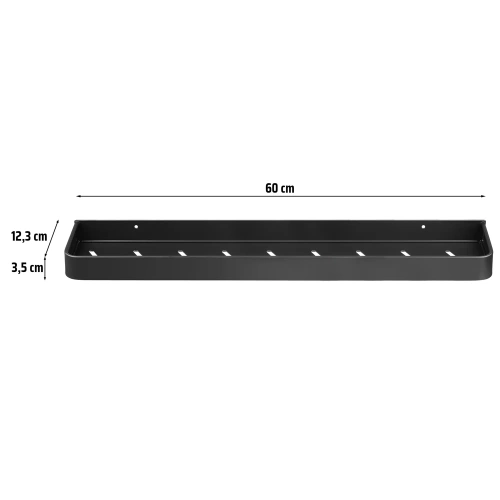 Półka łazienkowa nad umywalkę | dł. 60 cm | zasobnik pod prysznic | Czarna | BSU-L60CM-B