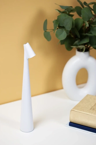 Lampa stołowa 33,5cm | Bezprzewodowa lampka nocna z wbudowanym akumulatorem | Lampka z dotykowym sterowaniem | HMS-355-WHITE