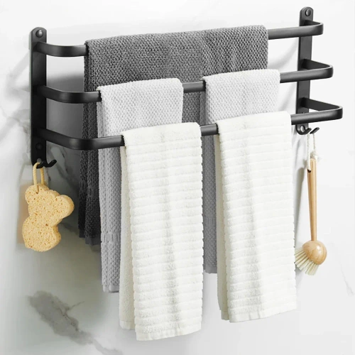 Wieszak na ręczniki | Uchwyt ścienny do łazienki | Drążek łazienkowy | MJR-50CM-3-BLACK