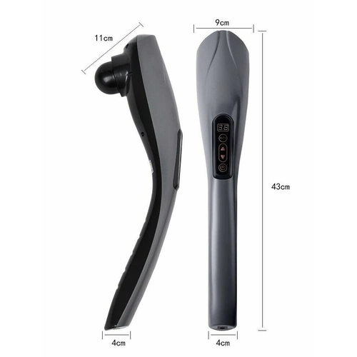 Masażer z wymiennymi końcówkami | Wibracyjny masaż pleców | Pistolet masujący, który pozwala zwalczyć cellulit | YT-1706-GREY