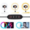 Zestaw lampa LED RGB 26 cm ze statywem 210 cm i pilotem | Lampa pierścieniowa do makijażu i nagrań wideo | SENY-RGB-26CM