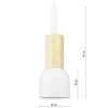 Lampa wisząca biała z drewnianym elementem | Minimalistyczna lampa w stylu skandynawskim z oprawą sufitowa E27 do salonu, sypialni | YG-XD002C-W