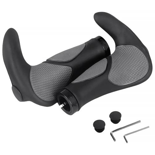 Chwyty rowerowe ergonomiczne z rogami | Antypoślizgowe uchwyty kierownicy | MTB, trekking | BHD-233-G