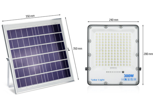 Zestaw Naświetlacz LED 300W + Panel solarny 6V/15W z pilotem | 5000lm, 12000mAh, IP66
