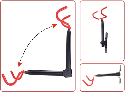Składany uchwyt na rower, ścienny wieszak rowerowy pokryty gumą | HSGG-235