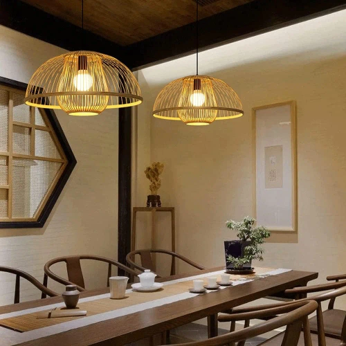 Ręcznie robiona lampa bambusowa wisząca | BOHO | Chiński żyrandol