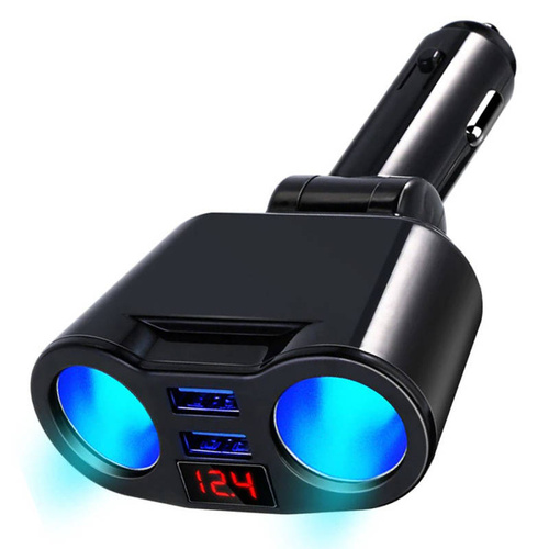 Rozdzielacz gniazda zapalniczki z 2 portami USB 3.1A | woltomierz | C10