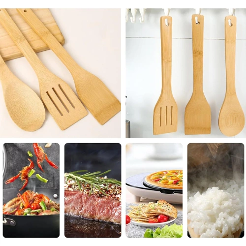 Przybory kuchenne bambusowe z podstawką | BRS-5in1-BAMBOO
