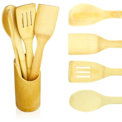 Przybory kuchenne bambusowe z podstawką | BRS-5in1-BAMBOO