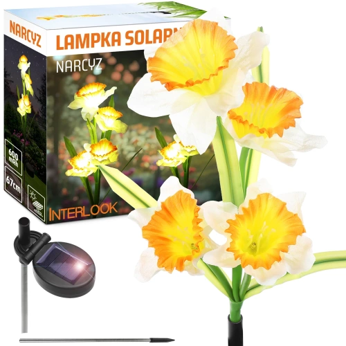 FLD-24 | Kwiatek solarny | Ogrodowa lampa solarna LED Narcyz żonkil | 67 cm, 600 mAh