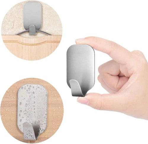 Hak meblowy | Stalowy uchwyt łazienkowy | Samoprzylepny haczyk na ściereczki, ręczniki, akcesoria kuchenne | BXV-10PCS-SILVER
