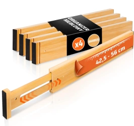 Organizer meblowy do szuflady | Bambusowe, regulowane przegródki meblowe | KBT-D456