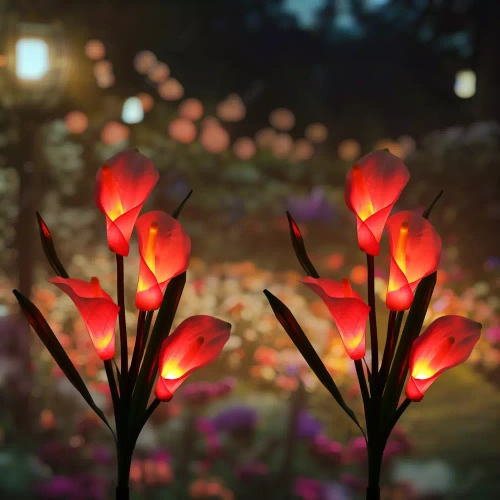 Kwiatek solarny | Ogrodowa lampa solarna LED Kalia | 67 cm, 600 mAh | FLD-38-PINK