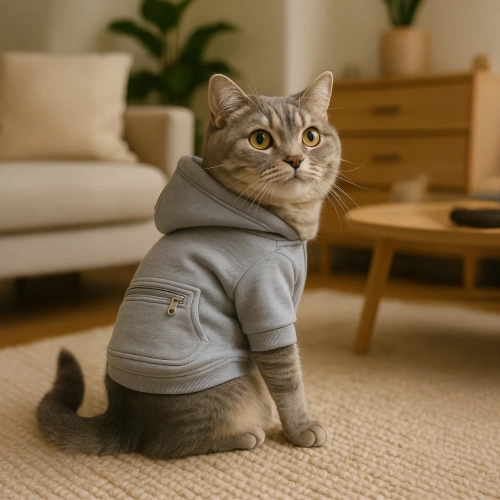 Bluza z kapturem dla psa i kota M czarna | Ciepłe ubranko dla pupila na jesień i zimę  z kieszenią | PET-015M-BK