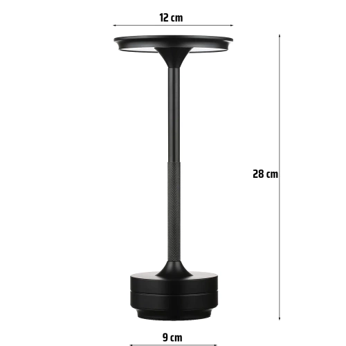 Lampa stołowa z trzema barwami świecenia | Lampka nocna z wbudowanym akumulatorem | HJA-25-BLACK