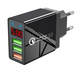 Szybka ładowarka 3x USB z wyświetlaczem LED | Szybkie ładowanie Quick Charge 3.0 | CA-006