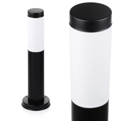 Lampa ogrodowa stojąca, słupek okrągły na żarówkę E27 | Zasilanie 230V, stal nierdzewna | Czarny mat, 45cm | LLR-45CM