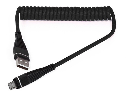 Micro USB 1M | Spiralny kabel USB do ładowania telefonu | Quick Charge 3.0 2.4A | AM32