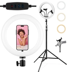 Zestaw lampy pierścieniowej 32 cm ze statywem 210 cm | Profesjonalna lampa do streamingu lub makijażu |
