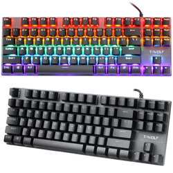 Gamingowa klawiatura mechaniczna z podświetleniem LED RGB, TKL, niebieskie przełączniki | T18