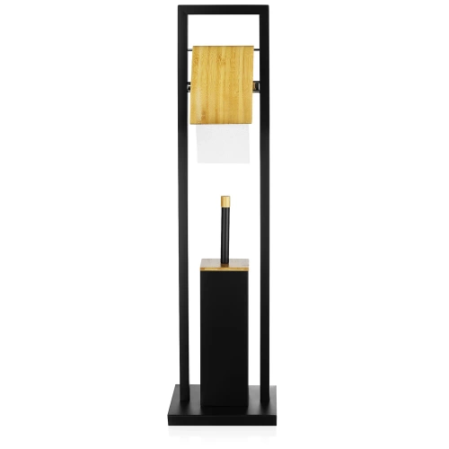 Zestaw łazienkowy 2 w 1 | Szczotka do WC z uchwytem na papier toaletowy | Stojak na papier | GY-TB018-BLACK