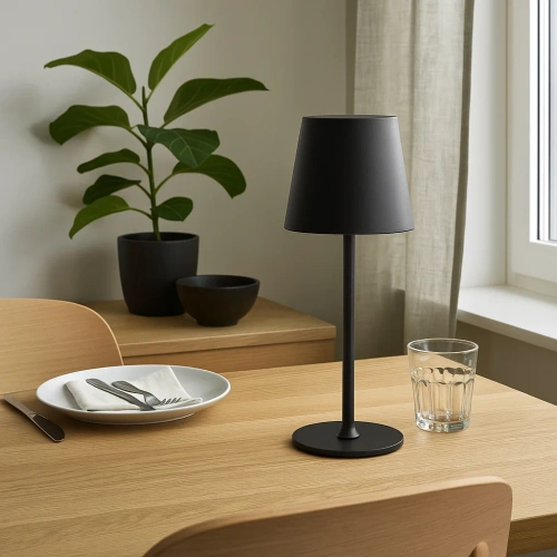 Bezprzewodowa lampka stołowa | Dotykowa lampka nocna z regulowaną barwą światła | Lampka USB | HJA28C-BLACK