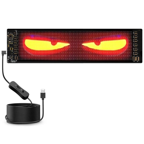 Programowalna tablica LED „Devil Eyes” 92 x 374 mm| Panel LED RGB do auta i ciężarówki | Personalizowane napisy i animacje | HRP-1664