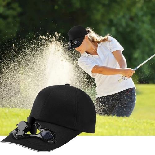 Czapka solarna z wiatrakiem | Czapka z daszkiem z wbudowanym wiatraczkiem | Czapka chłodząca | SFH-8934-BLACK