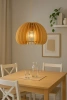 Drewniana lampa wisząca boho | Naturalna lampa sufitowa E27 | Dekoracyjny klosz z drewna | Styl skandynawski | YG-XD004-WOOD