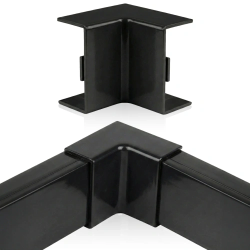 Łącznik kątowy wewnętrzny do maskownicy 40 × 20 mm | Nakładka narożna do listwy kablowej | Estetyczne połączenie pod kątem 90° | CDT-04-Black