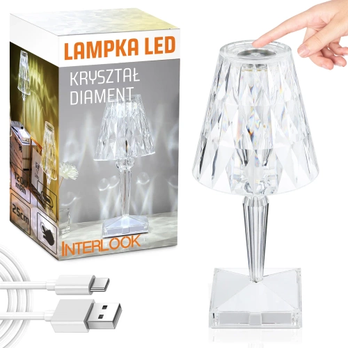 Kryształowa lampka nocna | Dotykowa lampka stołowa | Nowoczesna lampka LED | DTL-C03-WYN