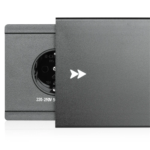 Gniazdo blatowe wpuszczane z przesuwną pokrywą | podwójne gniazdo sieciowe z ładowarką USB PD | czarny | JX-S329-BLACK